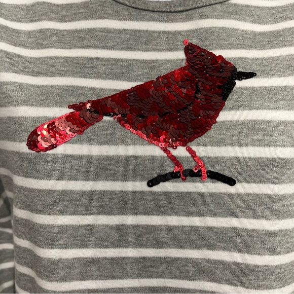 Quacker Factory Gray Cardinal Sequin Striped Top - Picture 2 of 9